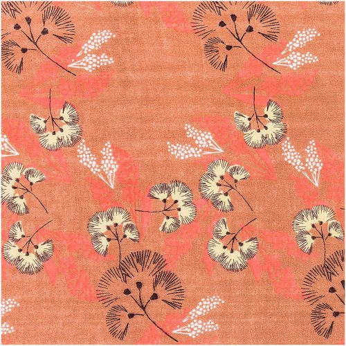 RESTSTÜCK 80cm !!! - Musselin - Blumen - rost rot - Jardin Japonais - Rico Design